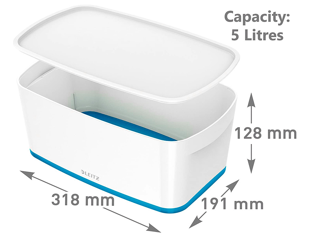 BAC RANGEMENT LEITZ MYBOX FORMAT A5 5L 318X128X3191MM   BLANC BLEU