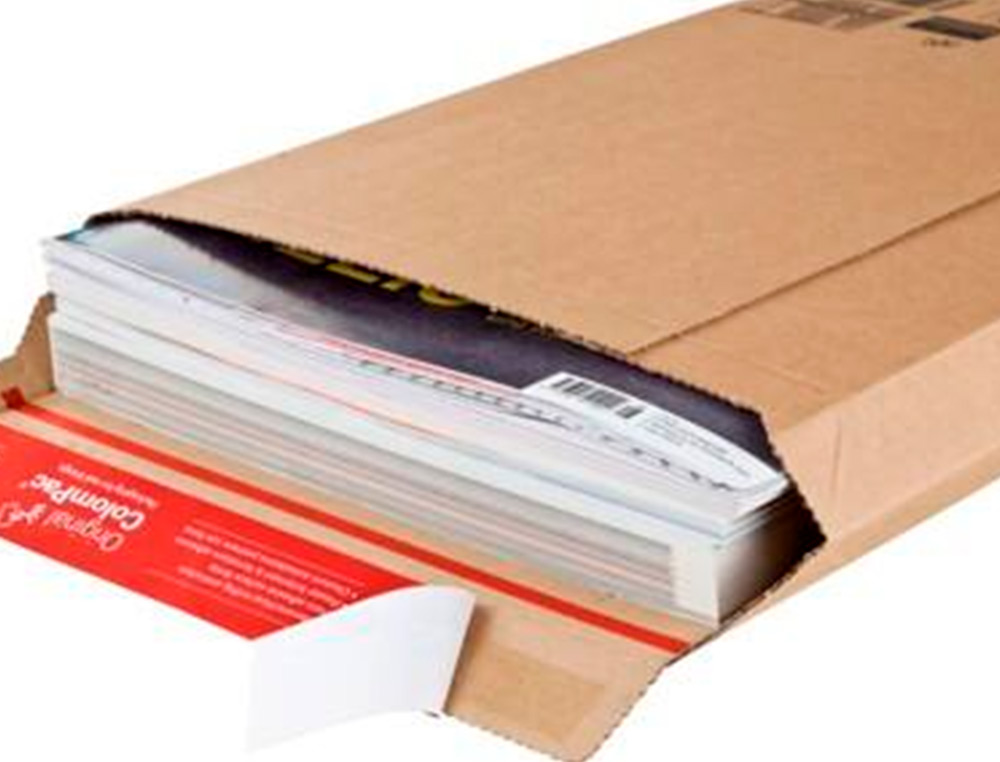 POCHETTE EXPEDITION COLOMPAC CARTON RIGIDE BRUN BANDE      ADHESIVE 210X265X30MM