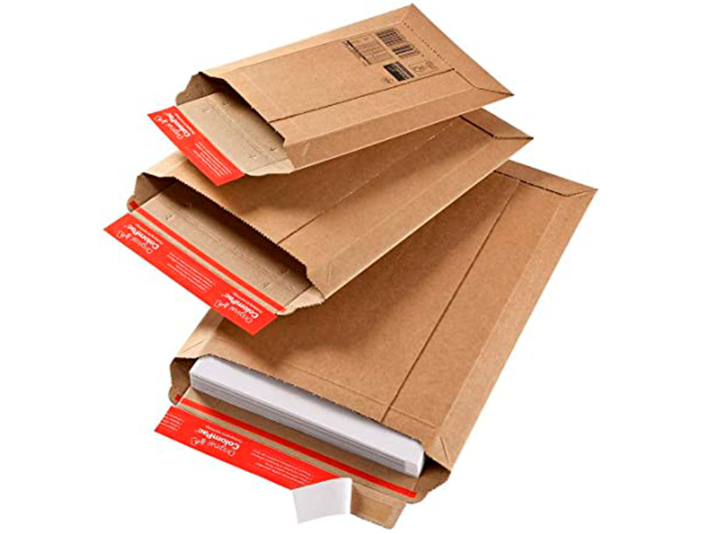 POCHETTE EXPEDITION COLOMPAC CARTON RIGIDE BRUN BANDE      ADHESIVE 210X265X30MM