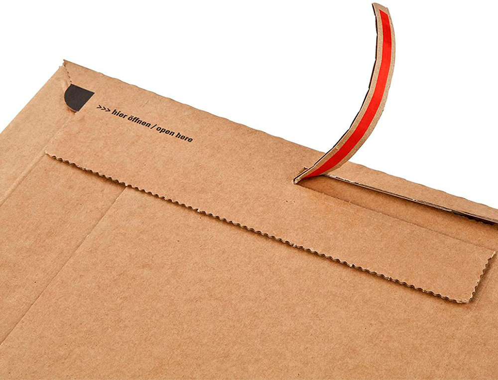 POCHETTE EXPEDITION COLOMPAC CARTON RIGIDE BLANC BANDE     ADHESIVE 245X345X30