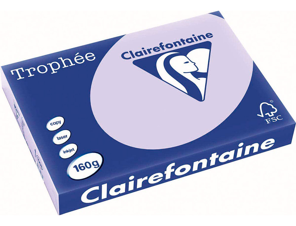 PAPIER CLAIREFONTAINE MULTIFONCTION COULEUR LASER TROPHE A3 160G/M2 LILAS PARFAITE OPACITE PAQUET 250