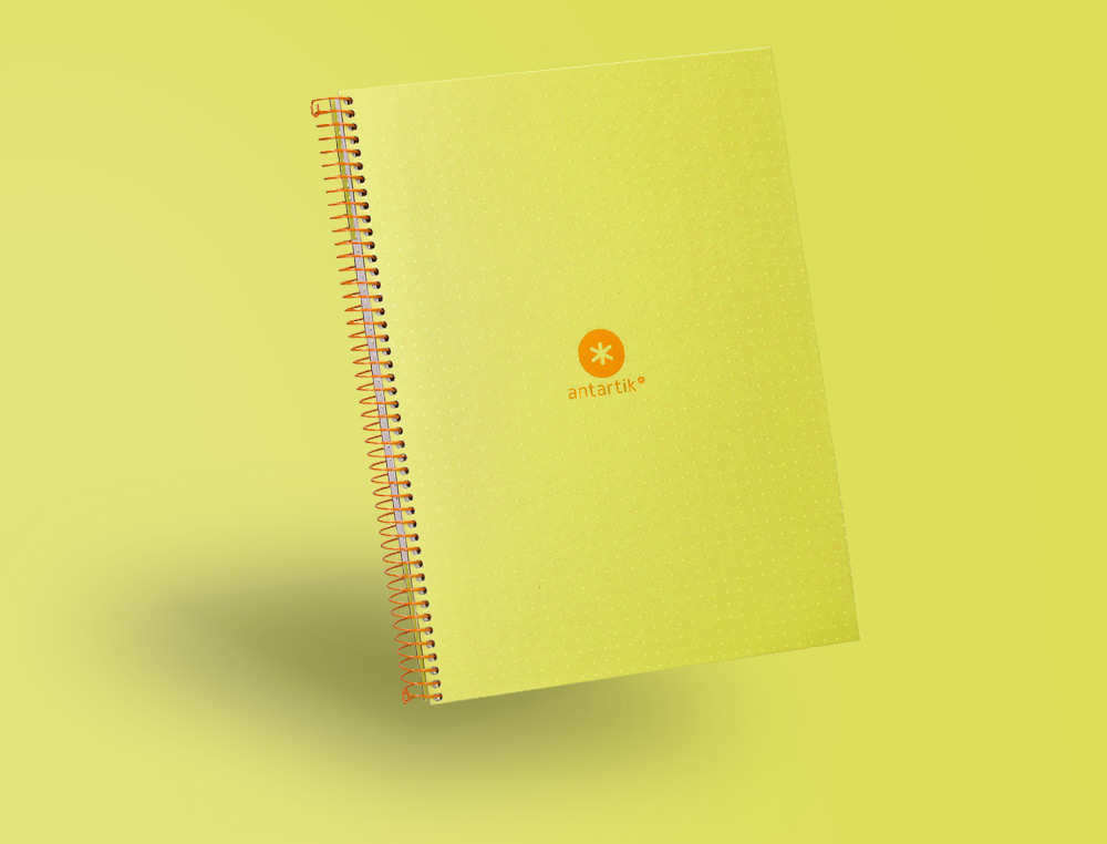CAHIER SPIRALE ANTARTIK A4 80P 90G COUVERTURE CARTONEE   REGLURE DOT 4 TROUS COLORIS   JAUNE