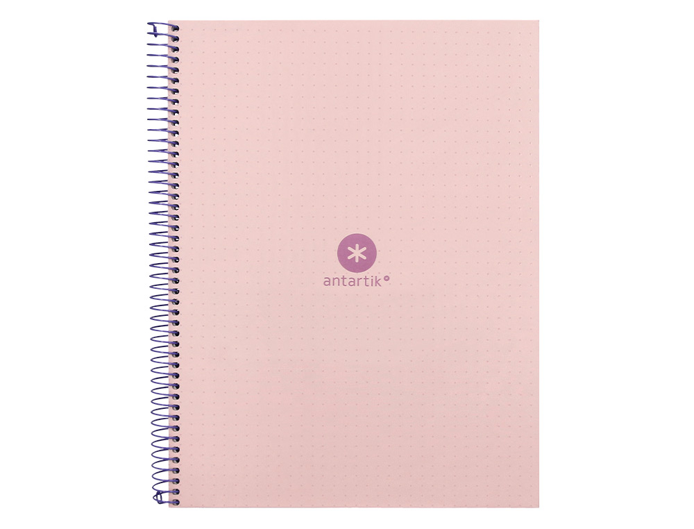 CAHIER SPIRALE ANTARTIK A4 80P 90G COUVERTURE CARTONEE   REGLURE DOT 4 TROUS COLORIS   ROSE PASTEL