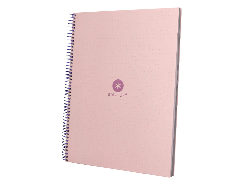 CAHIER SPIRALE ANTARTIK A4 80P 90G COUVERTURE CARTONEE   REGLURE DOT 4 TROUS COLORIS   ROSE PASTEL