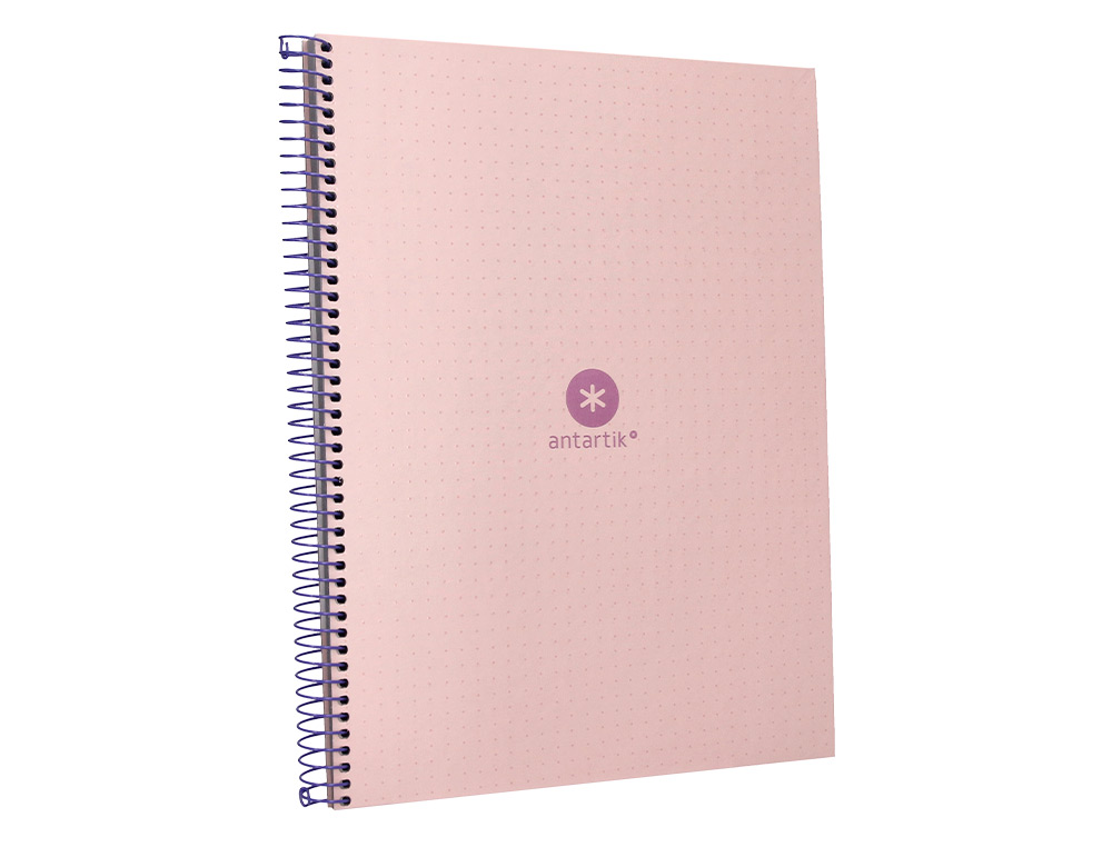 CAHIER SPIRALE ANTARTIK A4 80P 90G COUVERTURE CARTONEE   REGLURE DOT 4 TROUS COLORIS   ROSE PASTEL