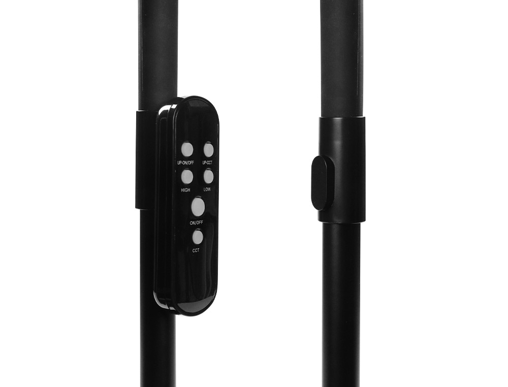 LAMPADAIRE Q-CONNECT AVEC TELECOMMANDE MAGNETIQUE TETE  ROTATIVE 360  15W HAUTEUR     1460MM COLORIS NOIR
