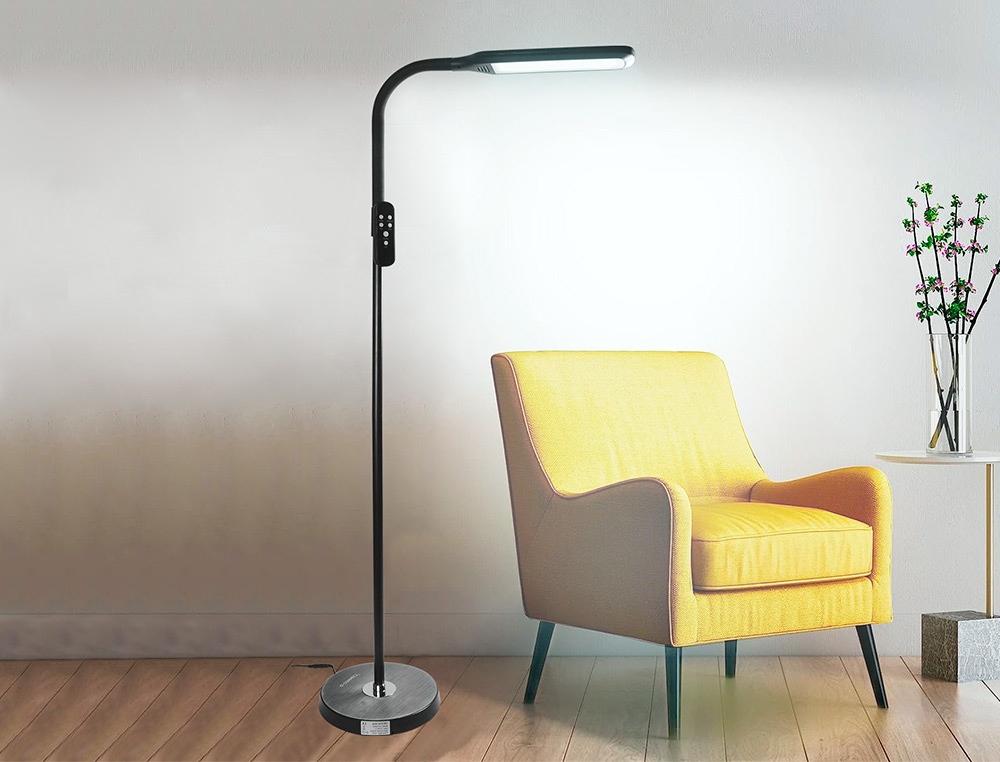 LAMPADAIRE Q-CONNECT AVEC TELECOMMANDE MAGNETIQUE TETE  ROTATIVE 360  15W HAUTEUR     1460MM COLORIS NOIR