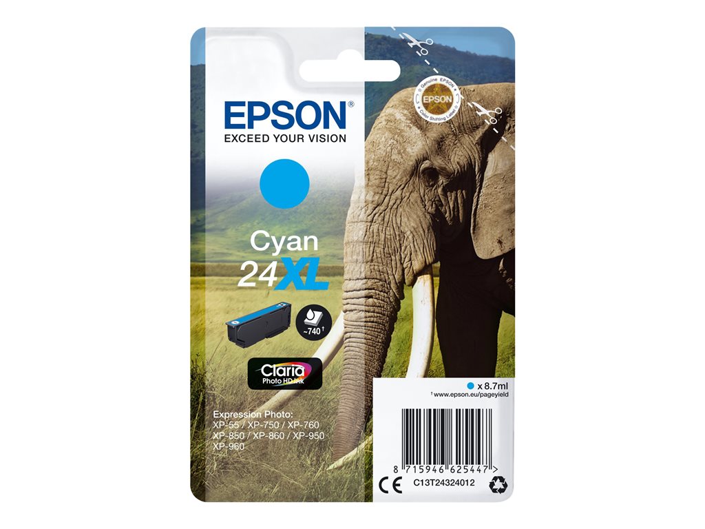 CARTOUCHE ENCRE  EPSON CLARIA PHOTO HD INK CIAN 24XL       EXPRESSION PHOTO XP-760/950