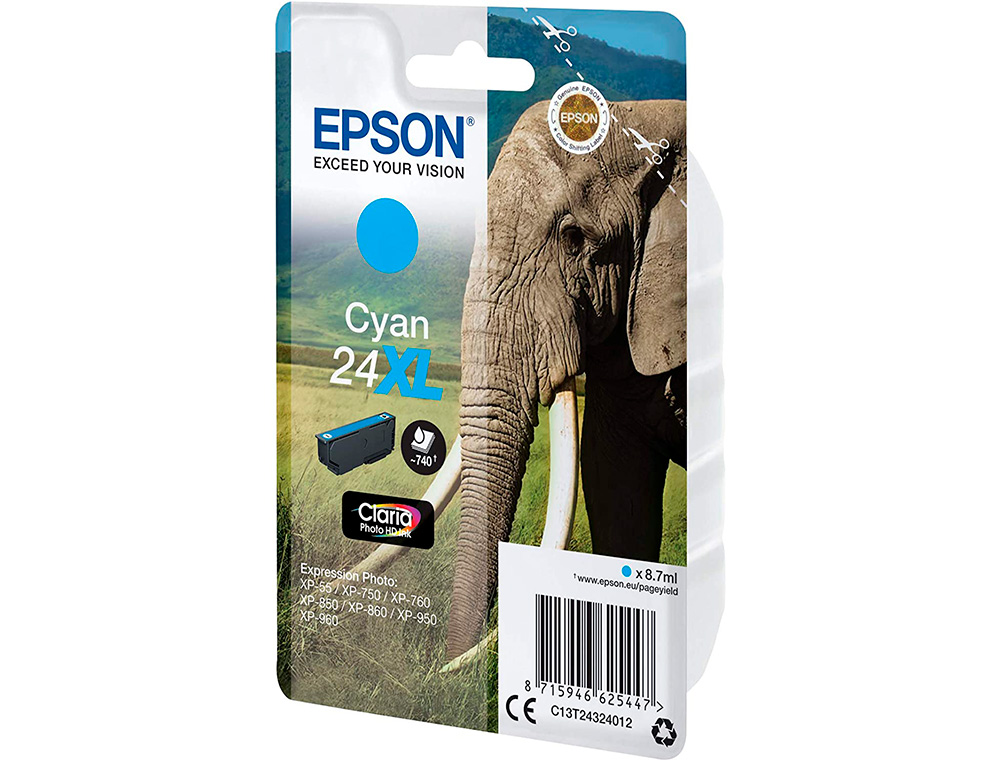 CARTOUCHE ENCRE  EPSON CLARIA PHOTO HD INK CIAN 24XL       EXPRESSION PHOTO XP-760/950
