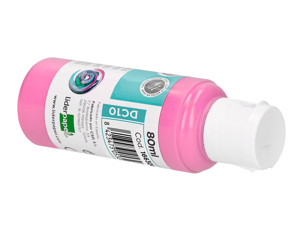 PEINTURE ACRYLIQUE LIDERPAPEL COLORIS ROSE BOUTEILLE 80ML