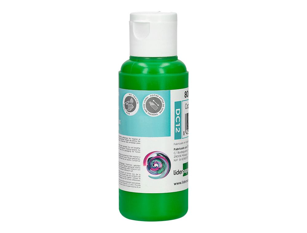 PEINTURE ACRYLIQUE LIDERPAPEL COLORIS VERT BOUTEILLE 80ML