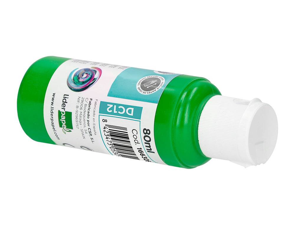PEINTURE ACRYLIQUE LIDERPAPEL COLORIS VERT BOUTEILLE 80ML