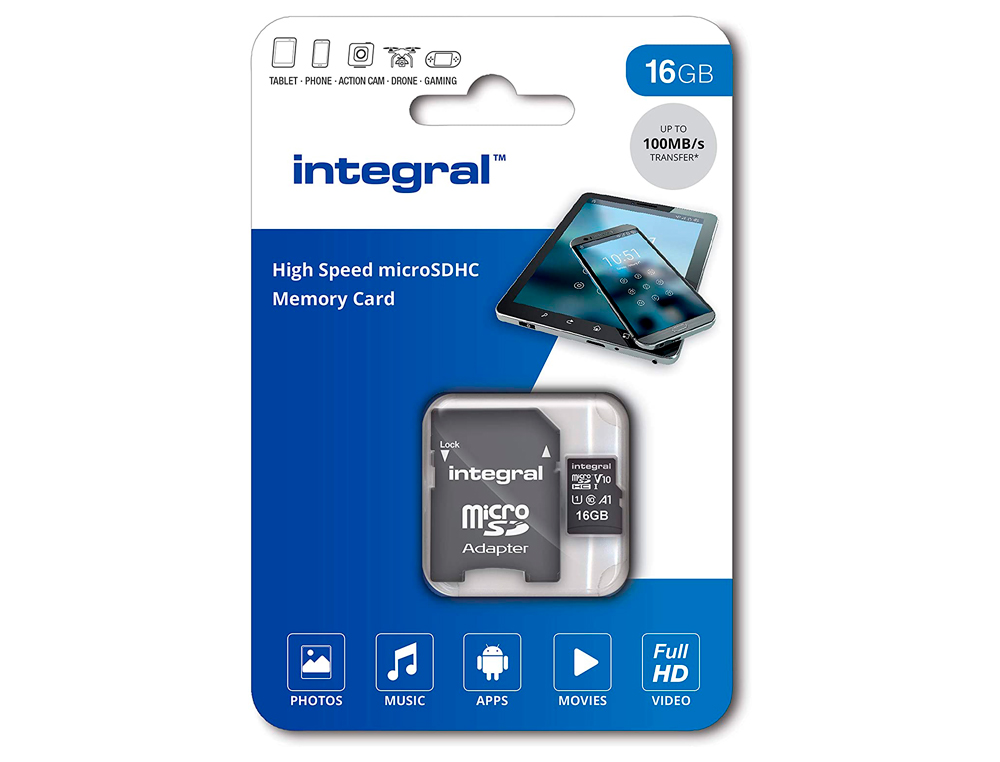 CARTE MICRO INTGRAL SDHC CAPACIT 16GB LECTEUR CARTES OTG VITESSE TRANSFERT 90MB/S SPCIALE SMARTPHONES TABLETTES