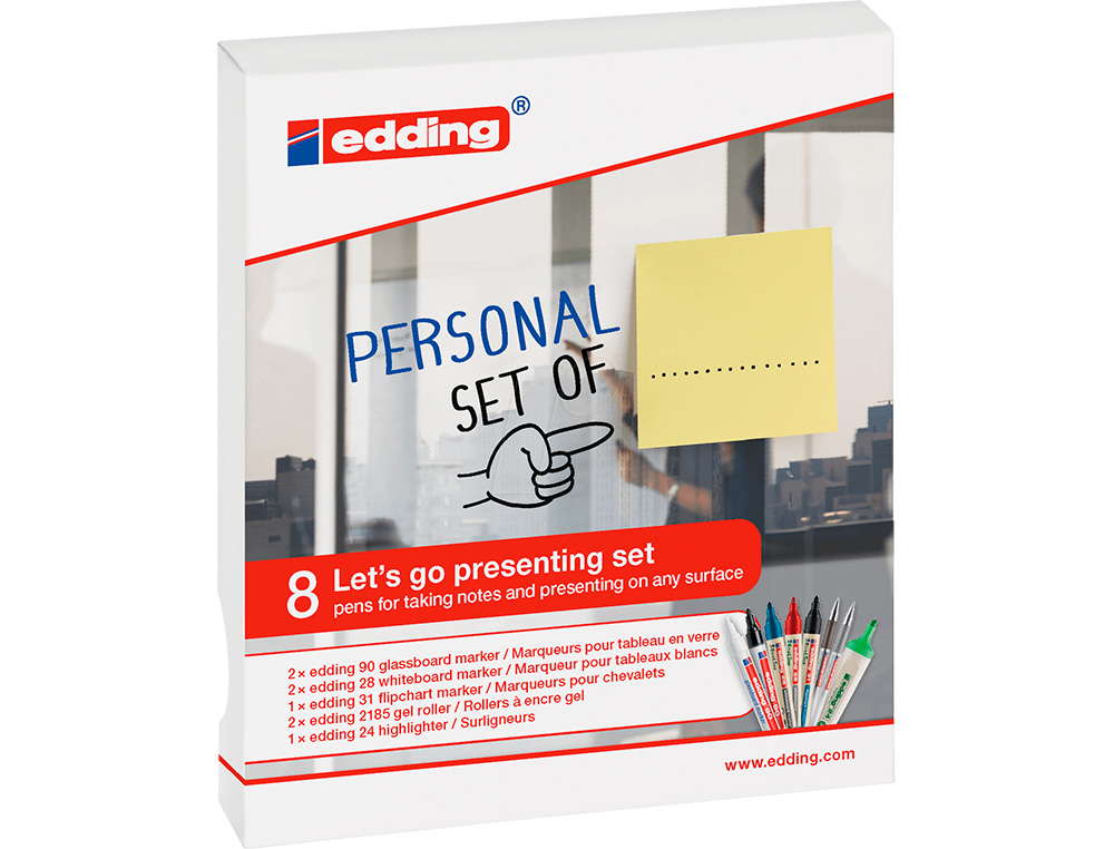 ETUI EDDING 8 STYLOS ASSORTIS 2 FEUTRES POUR VERRE, 2       FEUTRES EFFAABLE, 1 MARQUEUR CHEVALET , 2 STYLOS GEL, 1