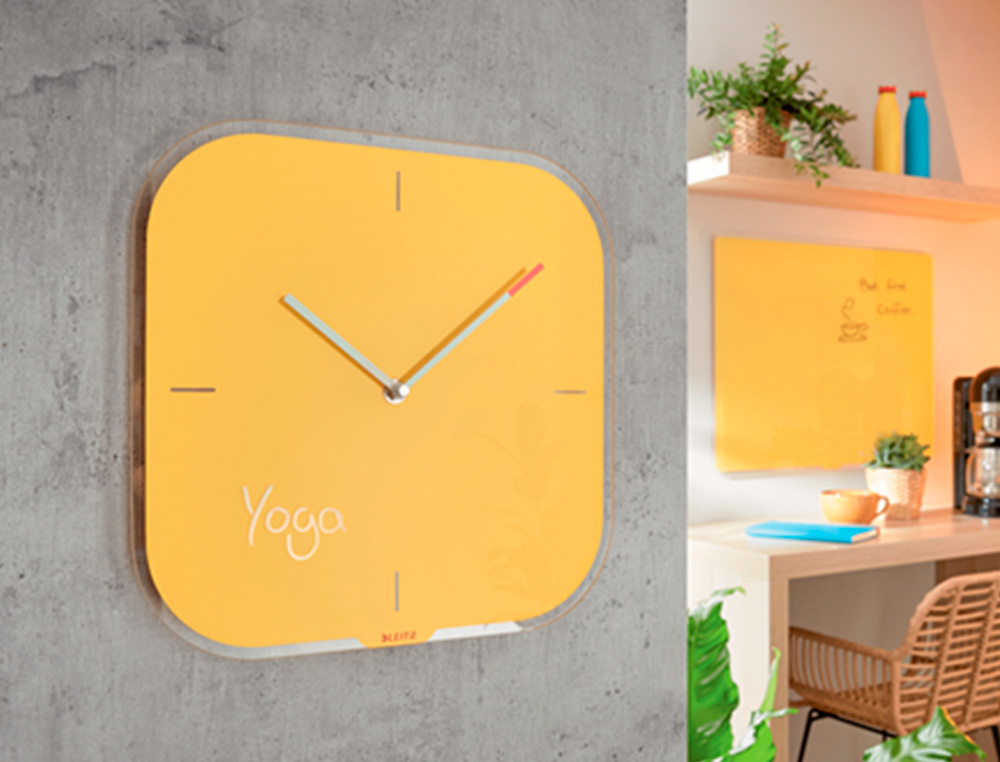 PENDULE LEITZ COSY HORLOGE MURAL ANALOGIQUE COLORIS      JAUNE