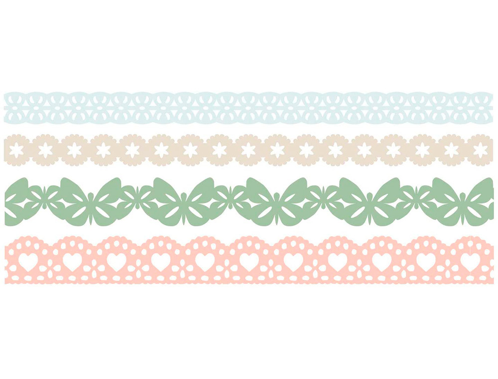 RUBAN ADHESIF DECORATIF WASHI PASTEL PACK DE 4 ROULEAUX     2X15MMX5M + 2X10MX5M