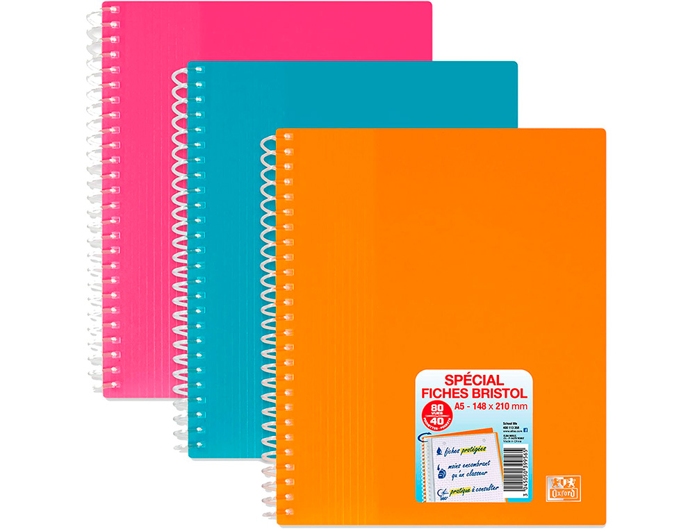 PROTEGE DOCUMENTS SPIRAL SCHOOL LIFE A5 40 POCHETTES   POLYPROPYLENE ASSORTI