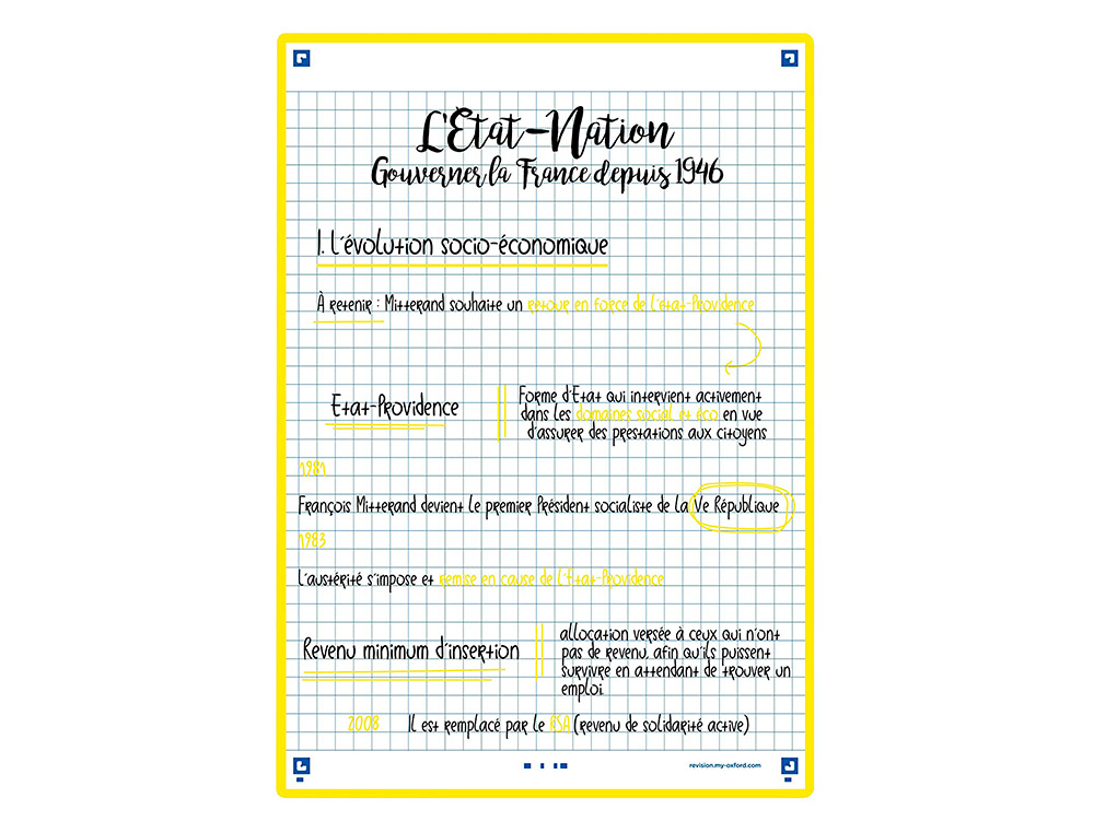 FICHES OXFORD BRISTOL REVISION 2.0 OXFORD A5        PERFOREE 32 FICHES/FILM Q5X5  CADRE JAUNE