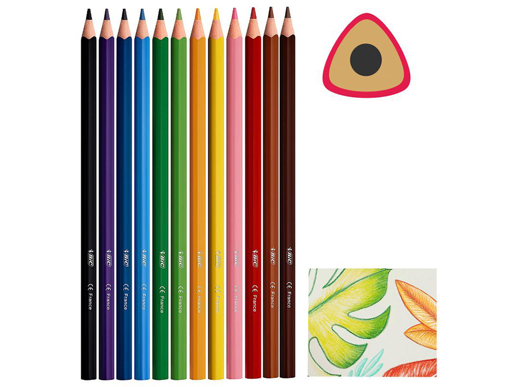 CRAYONS COULEUR BIC INTENSITY UP CORPS TRIANGULAIRE PACK DE 12