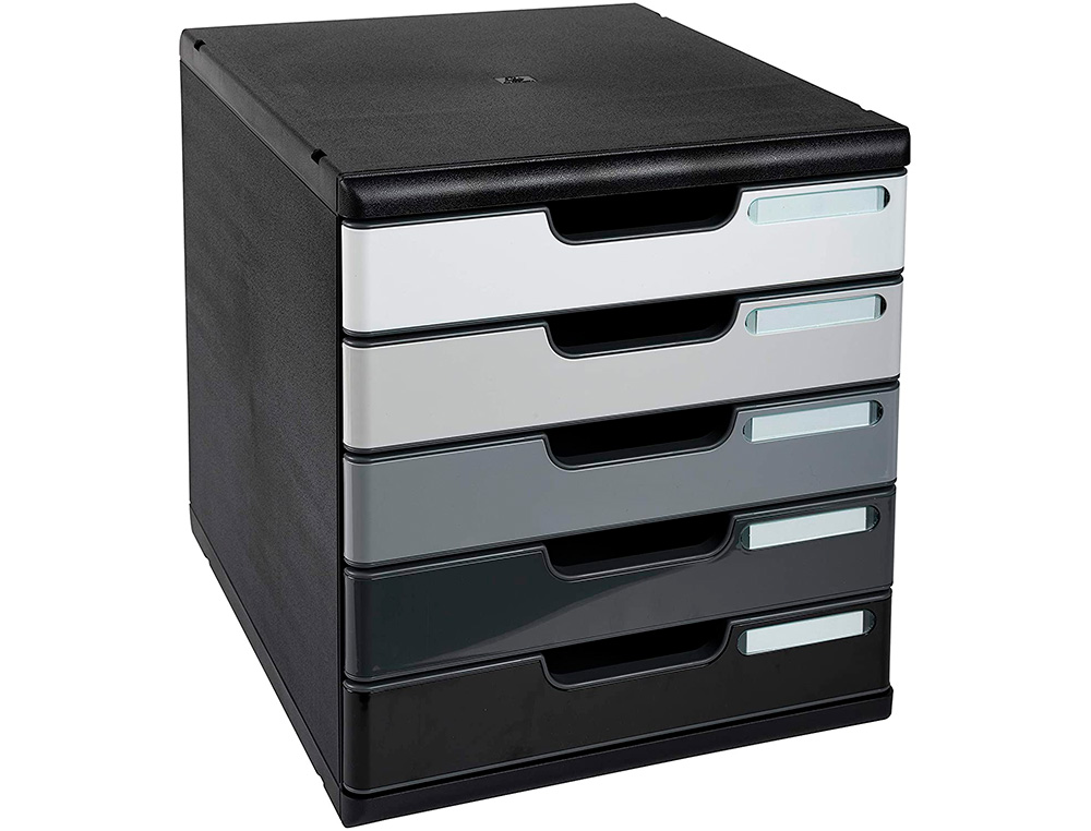 MODULE EXACOMPTA 5 TIROIRS CERTIFIES ANGE BLEU NOIR      NUANCES DE GRIS GLOSSY
