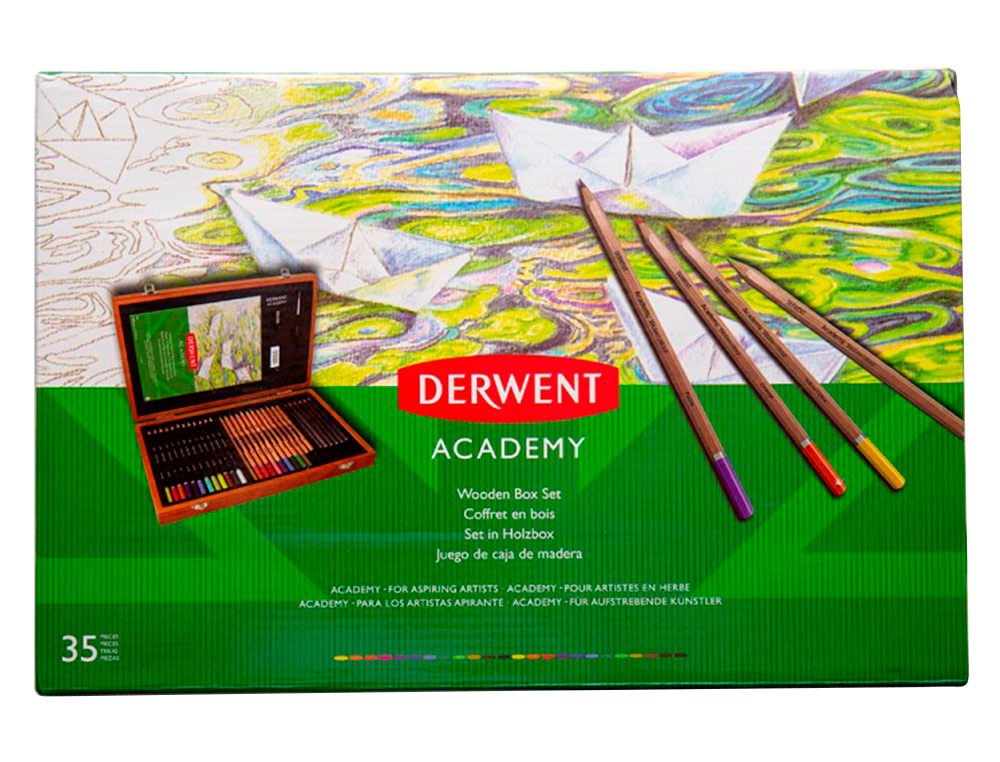 COFFRET EN BOIS OZ INTERNATIONAL 350X230X60 MM   ASSORTIMENT 30 CRAYONS        COULEUR ACADEMY ET