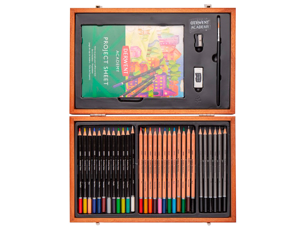 COFFRET EN BOIS OZ INTERNATIONAL 350X230X60 MM   ASSORTIMENT 30 CRAYONS        COULEUR ACADEMY ET