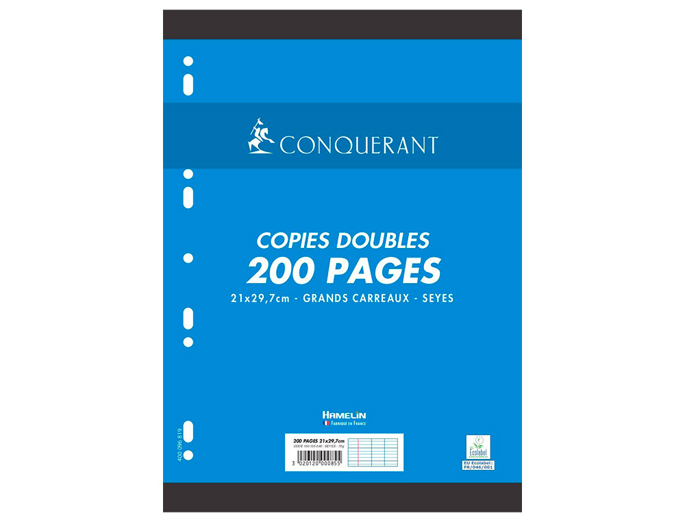 COPIES DOUBLES CONQUERANT 7 PERFOREES 210X297 FILM 200P   90G SEYES RECYCLE
