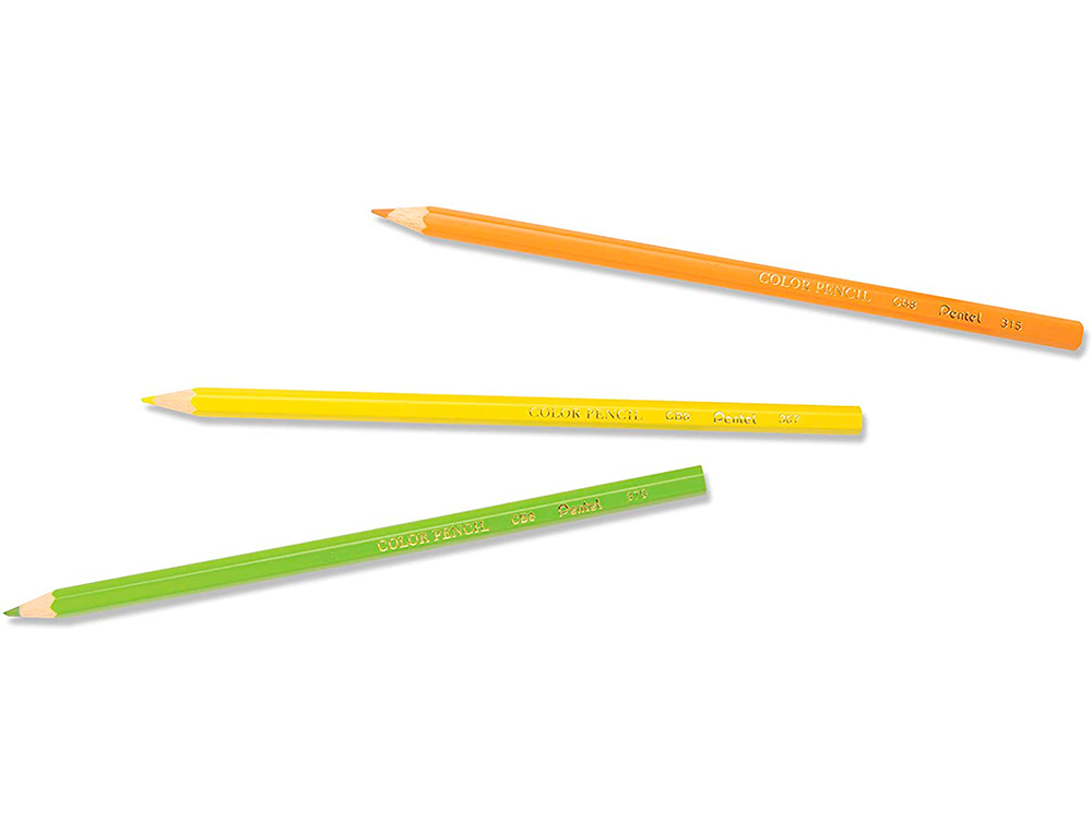 BOITE DE 144 CRAYONS DE COULEURS PENTEL CORPS HEXAGONAL EN BOIS COLORIS ASSORTIS