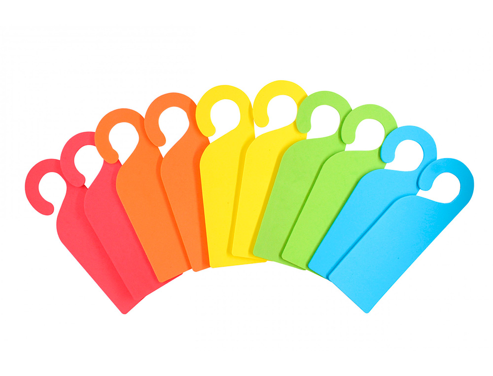 LOT PLAQUES DE PORTE MOUSSE SODERTEX EVA 4MM - 26,5 X 8,5 CM - 10 PCS - 5 COLORIS       ASSORTIS