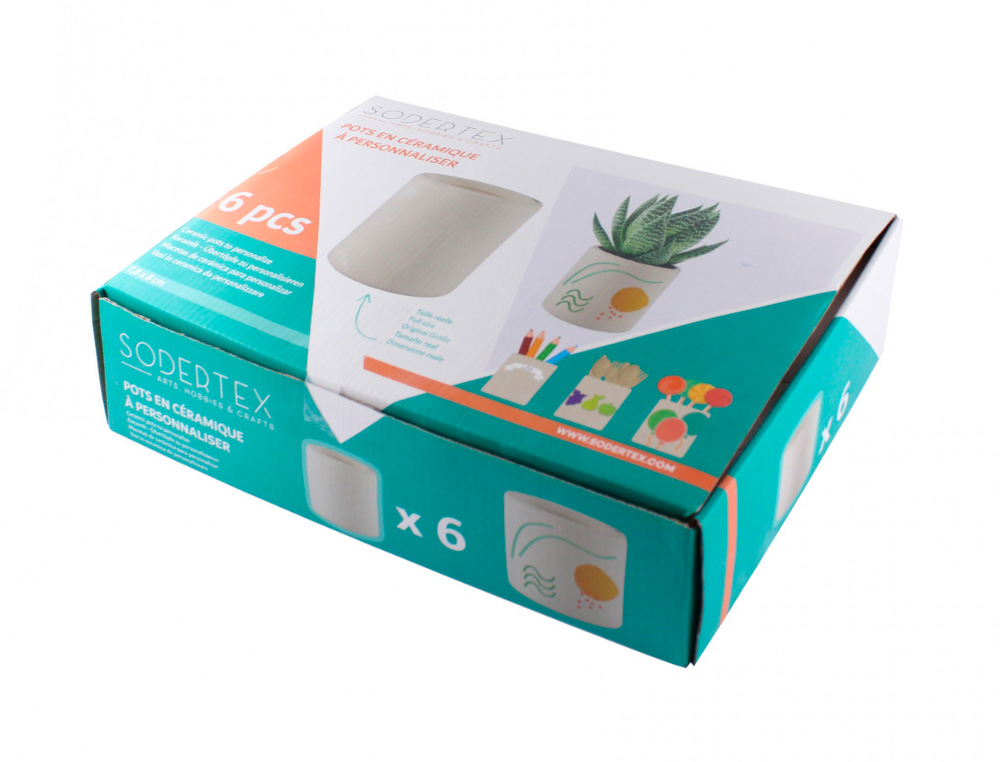 POT EN CERAMIQUE SODERTEX ROND  7,8 X 8 CM - 6 PCS - 1  COLORIS