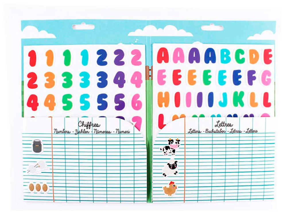 PACK DE 206 LETTRES & CHIFFRES MAGIQUES             REPOSITIONNABLES SODE ET      LAVABLES 18 X 27,8 CM - 1 PC