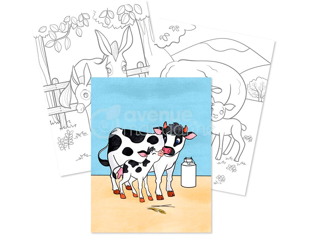 CARNET COLORIER GRAFFY CLAIREFONTAINE ANIMAUX DE LA  FERME MAMAN-B B