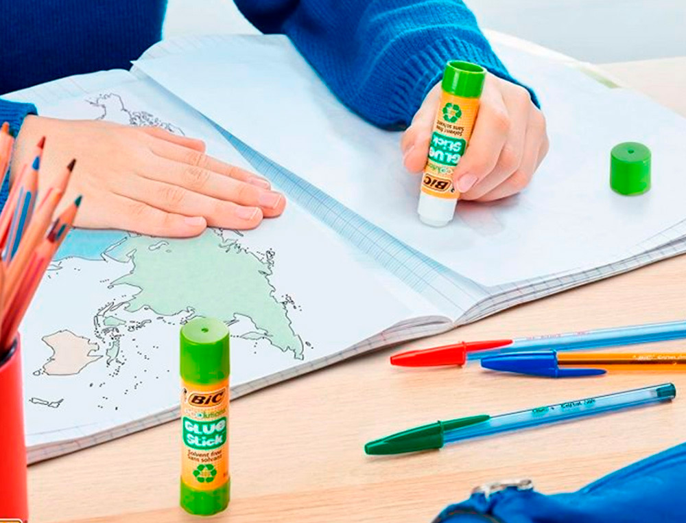 COLLE BIC ECOLUTIONS GLUE STICK - LAVABLE - COLLE LE PAPIER ET LE CARTON -TUBE DE 8 GR BOITE DE 30