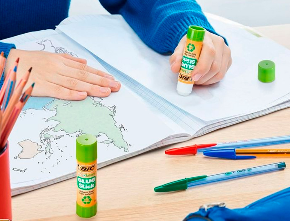 COLLE BIC ECOLUTIONS GLUE STICK - LAVABLE - COLLE LE PAPIER ET LE CARTON TUBE DE 21 GR BOITE DE 20