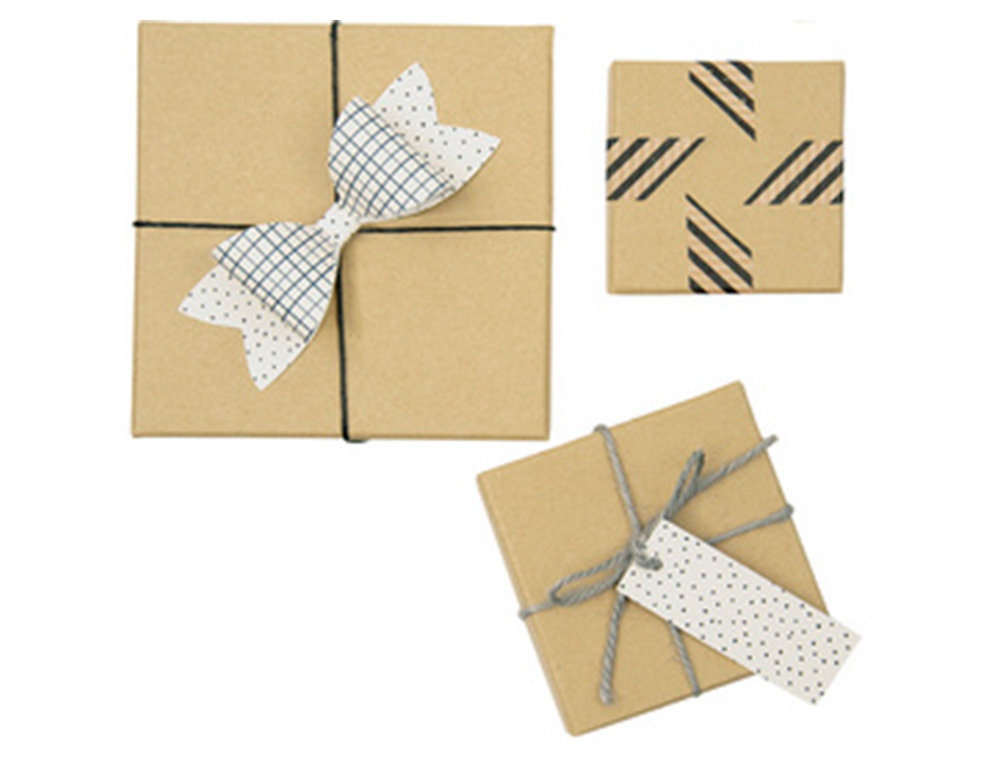 BOITE EN CARTON CARREES 12 PIECES COLORIS NATUREL        ASSORTIS