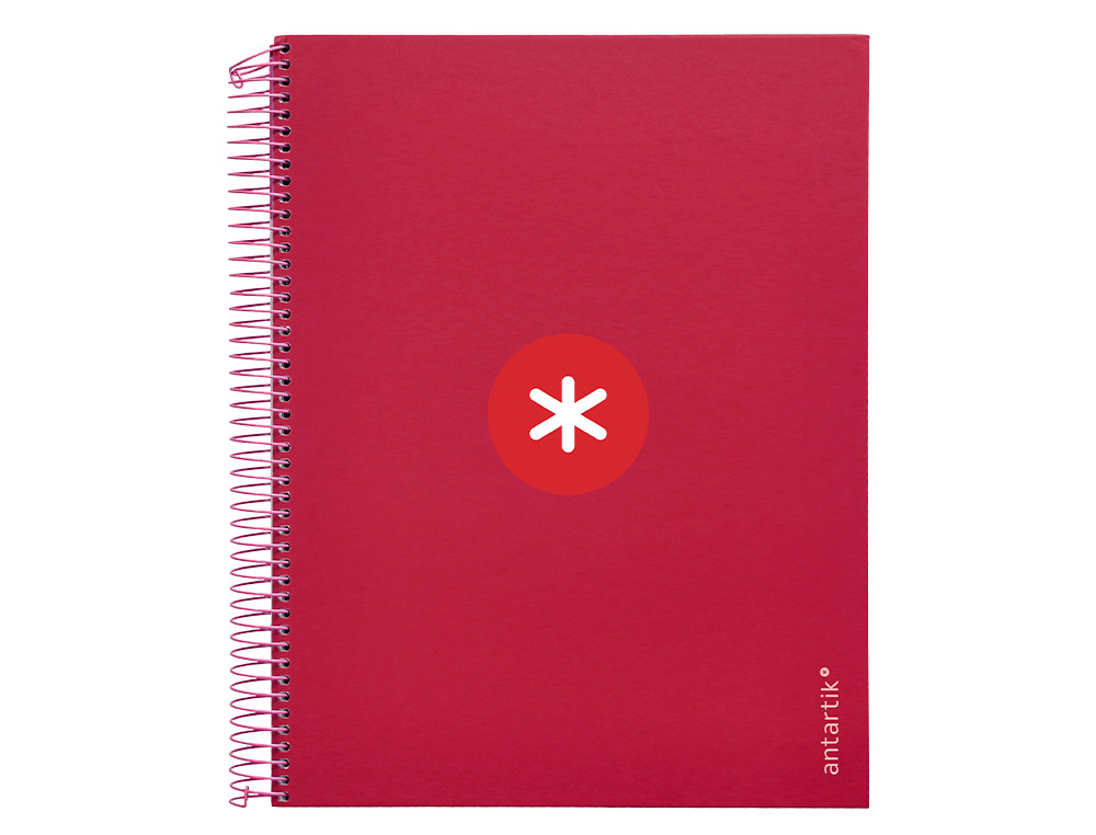 CAHIER SPIRALE ANTARTIK A4 240P 100G REMBORDE 5X5MM      MICROPERFORE 5 BANDES 4 TROUS COLORIS FRAMBOISE