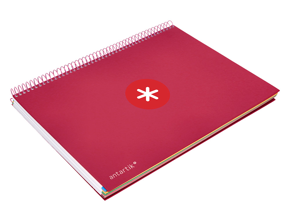 CAHIER SPIRALE ANTARTIK A4 240P 100G REMBORDE 5X5MM      MICROPERFORE 5 BANDES 4 TROUS COLORIS FRAMBOISE