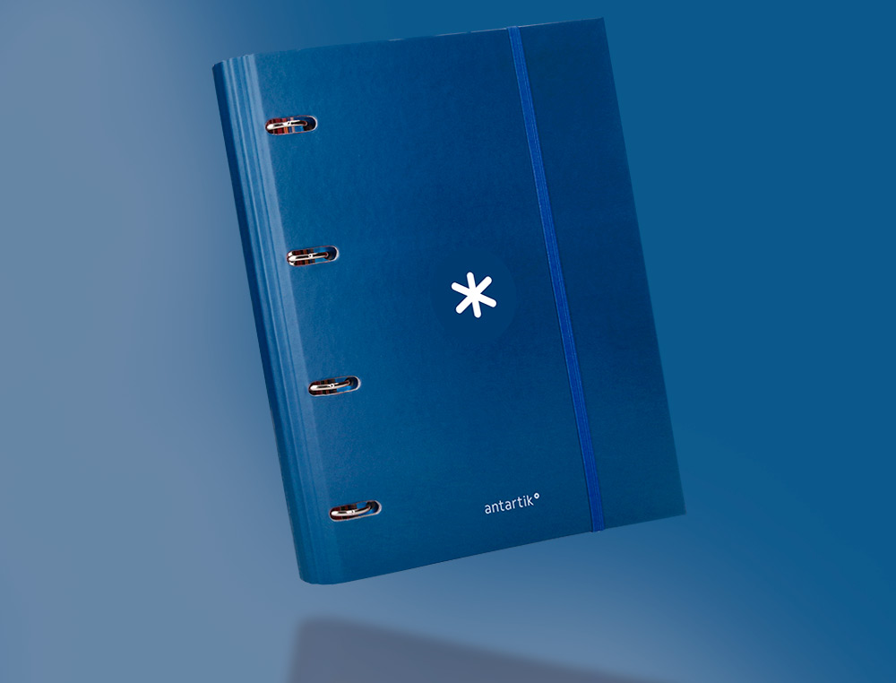 CLASSEUR ANTARTIK 4 ANNEAUX RONDS 40MM A4 CARTON REMBORDE FEUILLETS MOBILES Q5X5 COLORISBLEU
