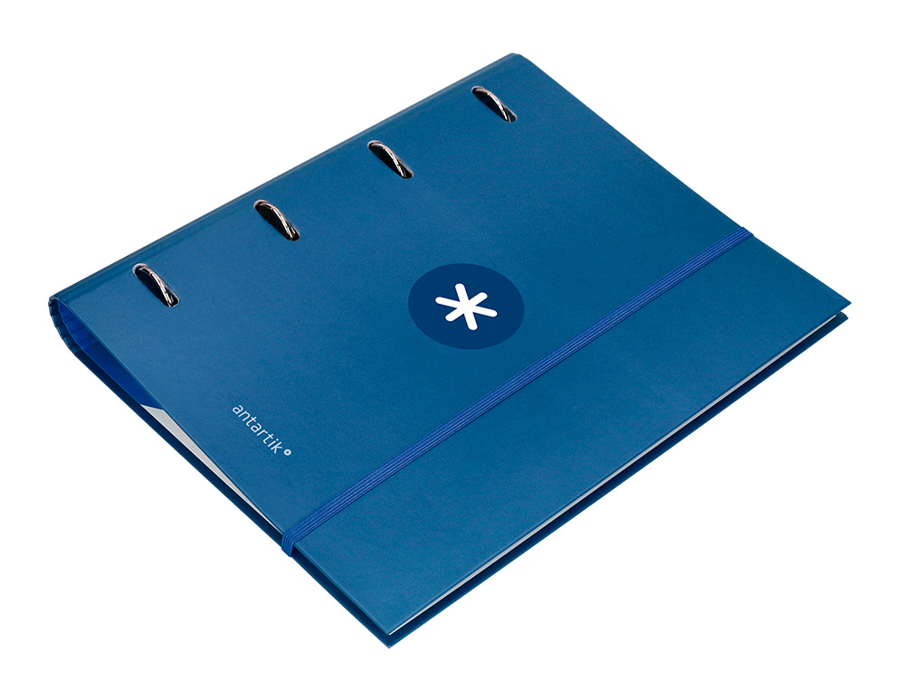 CLASSEUR ANTARTIK 4 ANNEAUX RONDS 40MM A4 CARTON REMBORDE FEUILLETS MOBILES Q5X5 COLORISBLEU