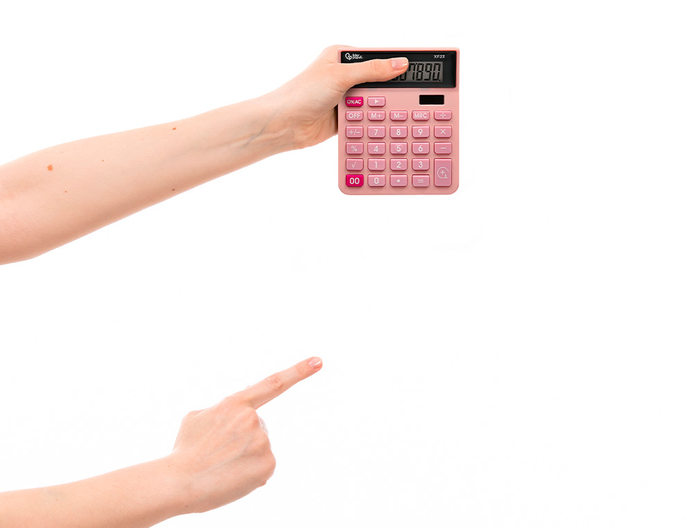 CALCULATRICE DE BUREAU LIDERPAPEL XF20 10 CHIFFRES   SOLAIRE ET PILES 127X105X24   MM COLORIS ROSE