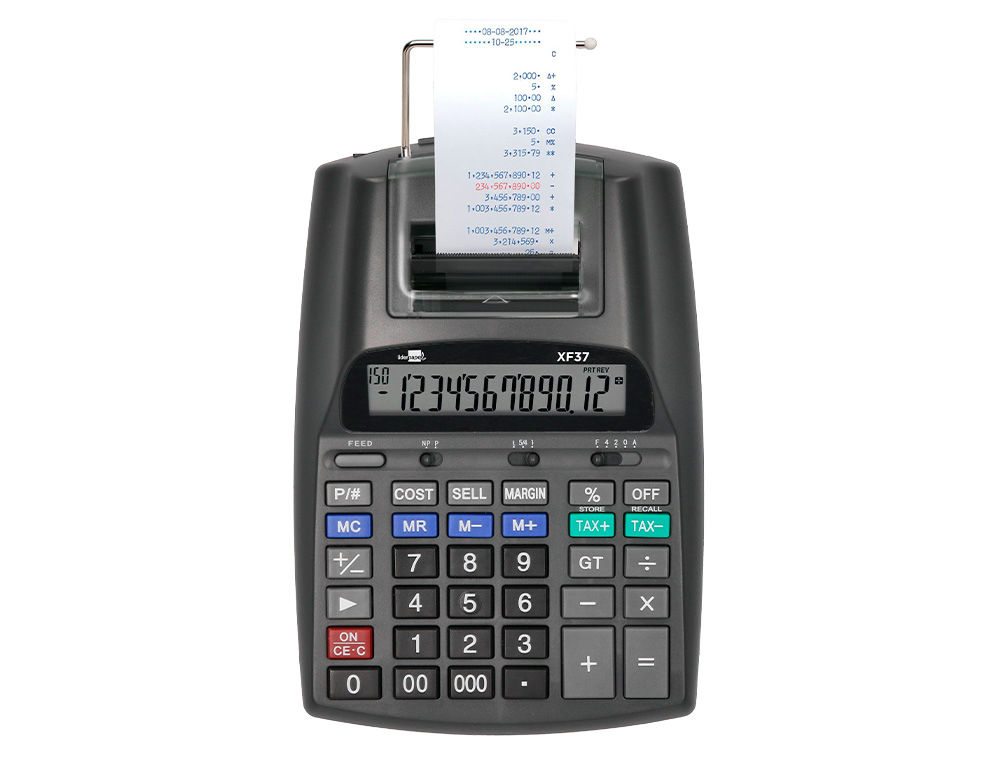 CALCULATRICE LIDERPAPEL IMPRIMANTE PROFESSIONNELLE    BICOLORE 12 CHIFFRES          225X158X56MM COLORIS NOIR