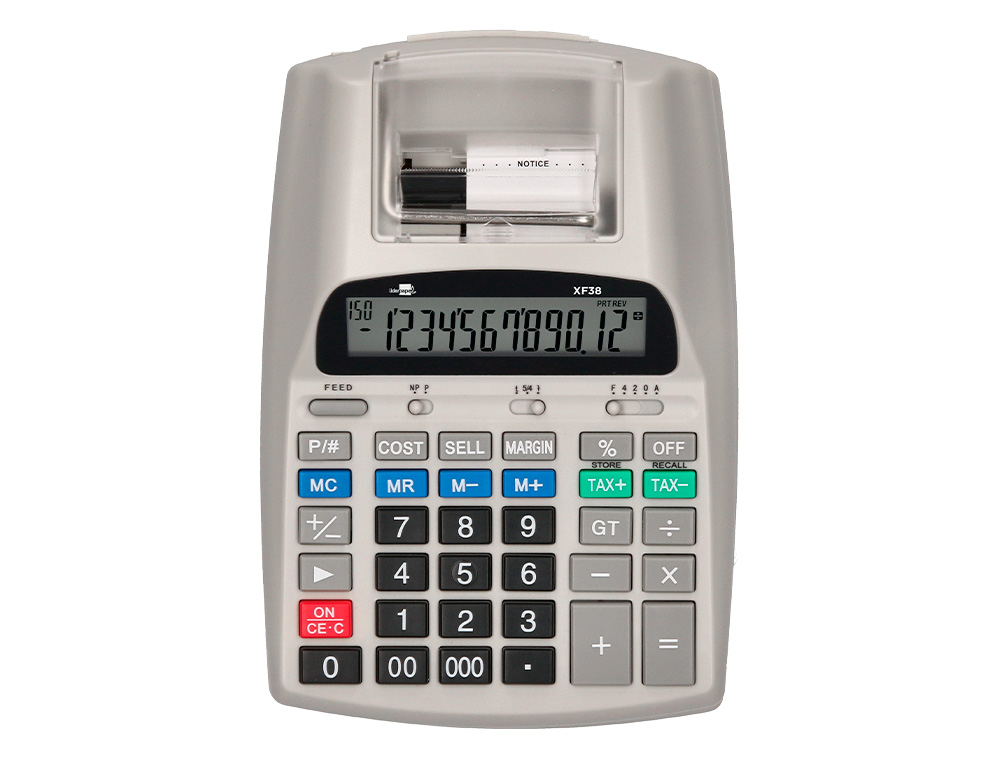 CALCULATRICE LIDERPAPEL IMPRIMANTE PROFESSIONNELLE    BICOLORE 12 CHIFFRES          225X158X56MM COLORIS BLANC