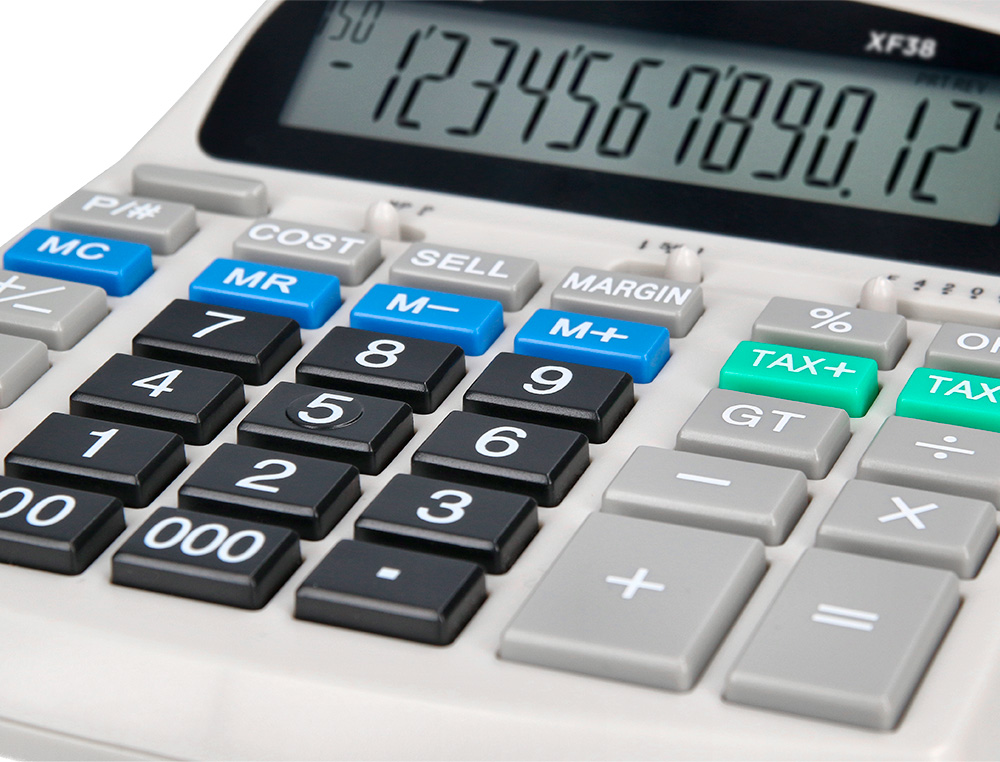 CALCULATRICE LIDERPAPEL IMPRIMANTE PROFESSIONNELLE    BICOLORE 12 CHIFFRES          225X158X56MM COLORIS BLANC