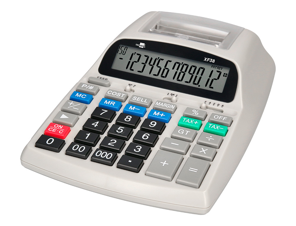 CALCULATRICE LIDERPAPEL IMPRIMANTE PROFESSIONNELLE    BICOLORE 12 CHIFFRES          225X158X56MM COLORIS BLANC