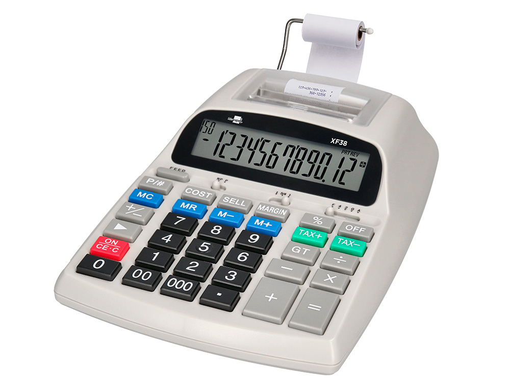 CALCULATRICE LIDERPAPEL IMPRIMANTE PROFESSIONNELLE    BICOLORE 12 CHIFFRES          225X158X56MM COLORIS BLANC