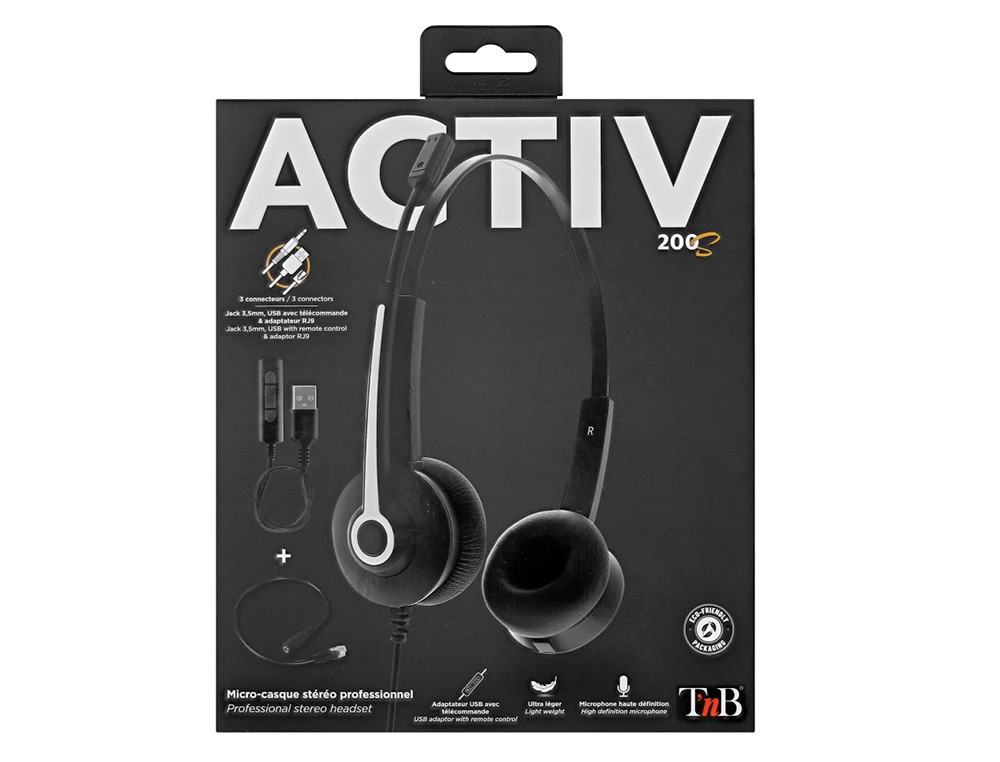 MICRO CASQUE TNB ACTIV 200S MICRO FILAIRE 3,5MM STEREO ,  TELECOMMANDE USB ET ADAPTATEU RJ9