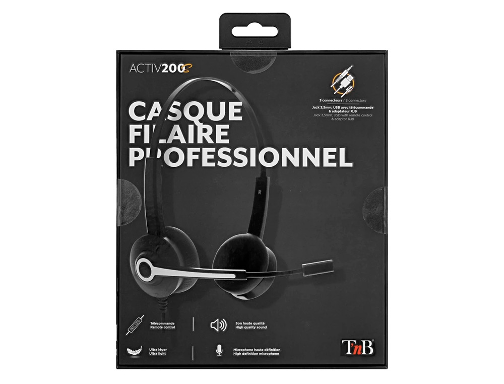 MICRO CASQUE TNB ACTIV 200S MICRO FILAIRE 3,5MM STEREO ,  TELECOMMANDE USB ET ADAPTATEU RJ9