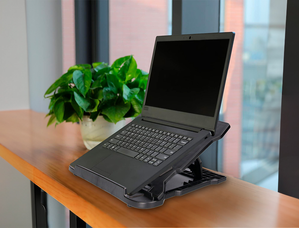 SUPPORT Q-CONNECT ORDINATEUR PORTABLE 7 REGLAGES EN        HAUTEUR COLORIS NOIR