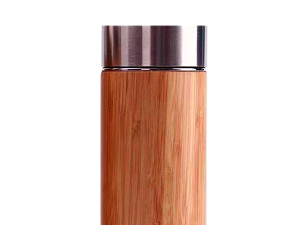 THEIERE BAMBOU 360 ML DOUBLE PAROI THERMIQUE EN ACIER      INOXIDABLE
