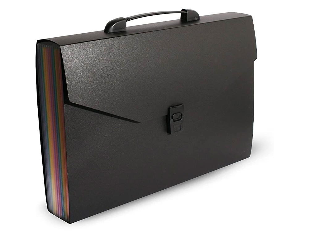 TRIEUR VALISETTE RAINBOW CLASS 12 COMPARTIMENTS        POLYPROPYLENE A4 38X26X6CM    COLORIS NOIR
